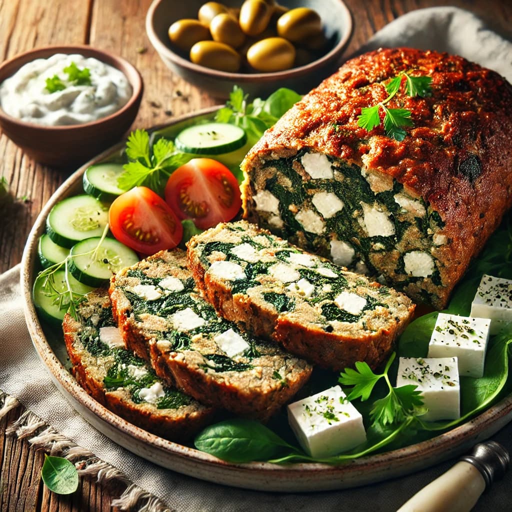 Greek meatloaf with feta and spinach