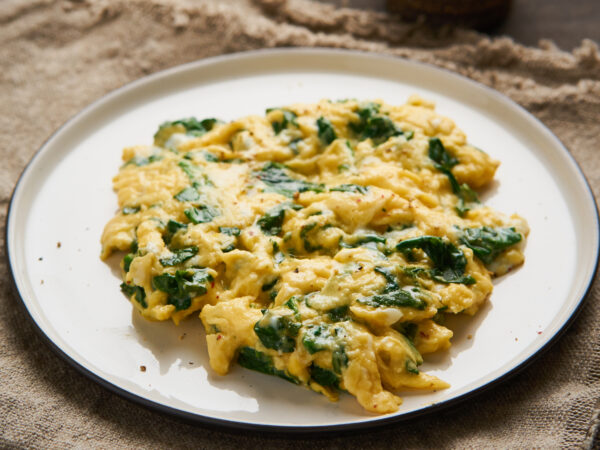 Spinach bacon scrambled eggs