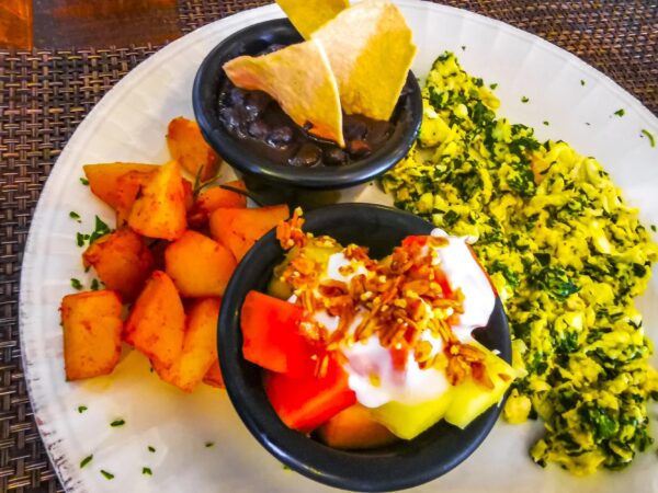sweet potato and spinach scramble